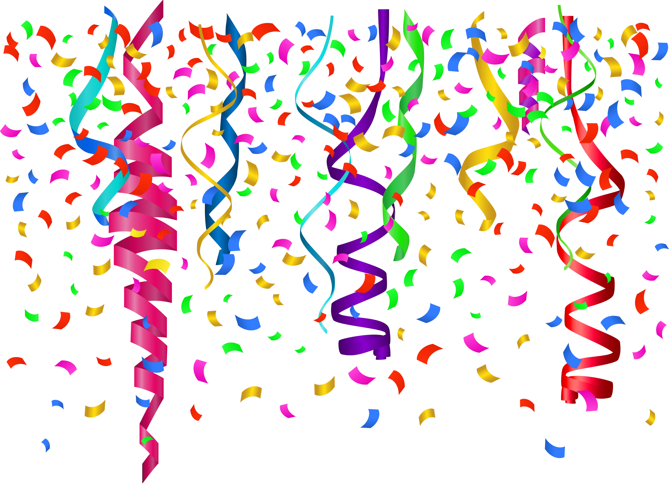 Colorful Explosion of Festive Party Streamers and Confetti Clipart Celebration