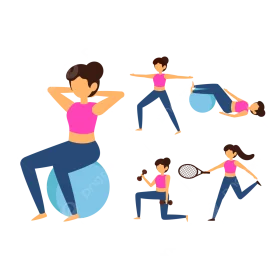 Dynamic Female Fitness Clipart Collection Showcasing Diverse Exercise Poses