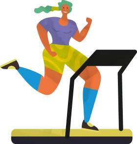 Energetic Fitness Enthusiast Running on Treadmill Gym Clipart Illustration