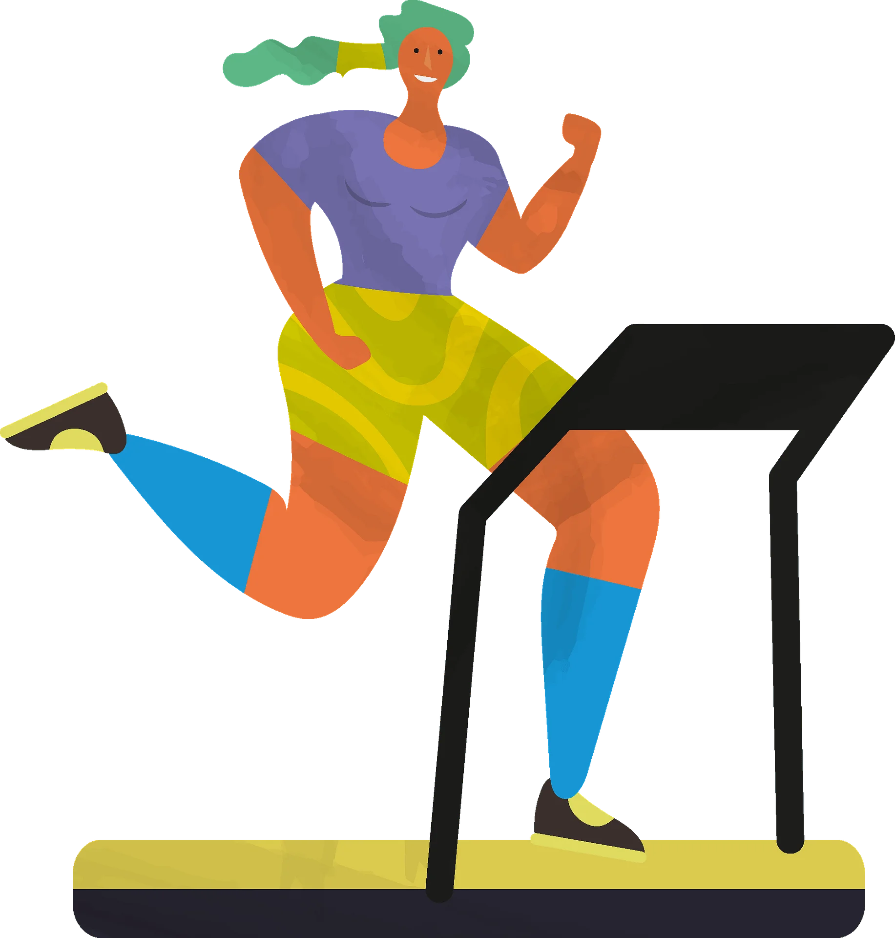 Energetic Fitness Enthusiast Running on Treadmill Gym Clipart Illustration