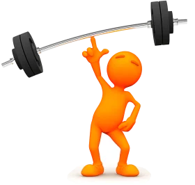 Energetic Orange Stick Figure Lifting Heavy Barbell Clipart Illustration
