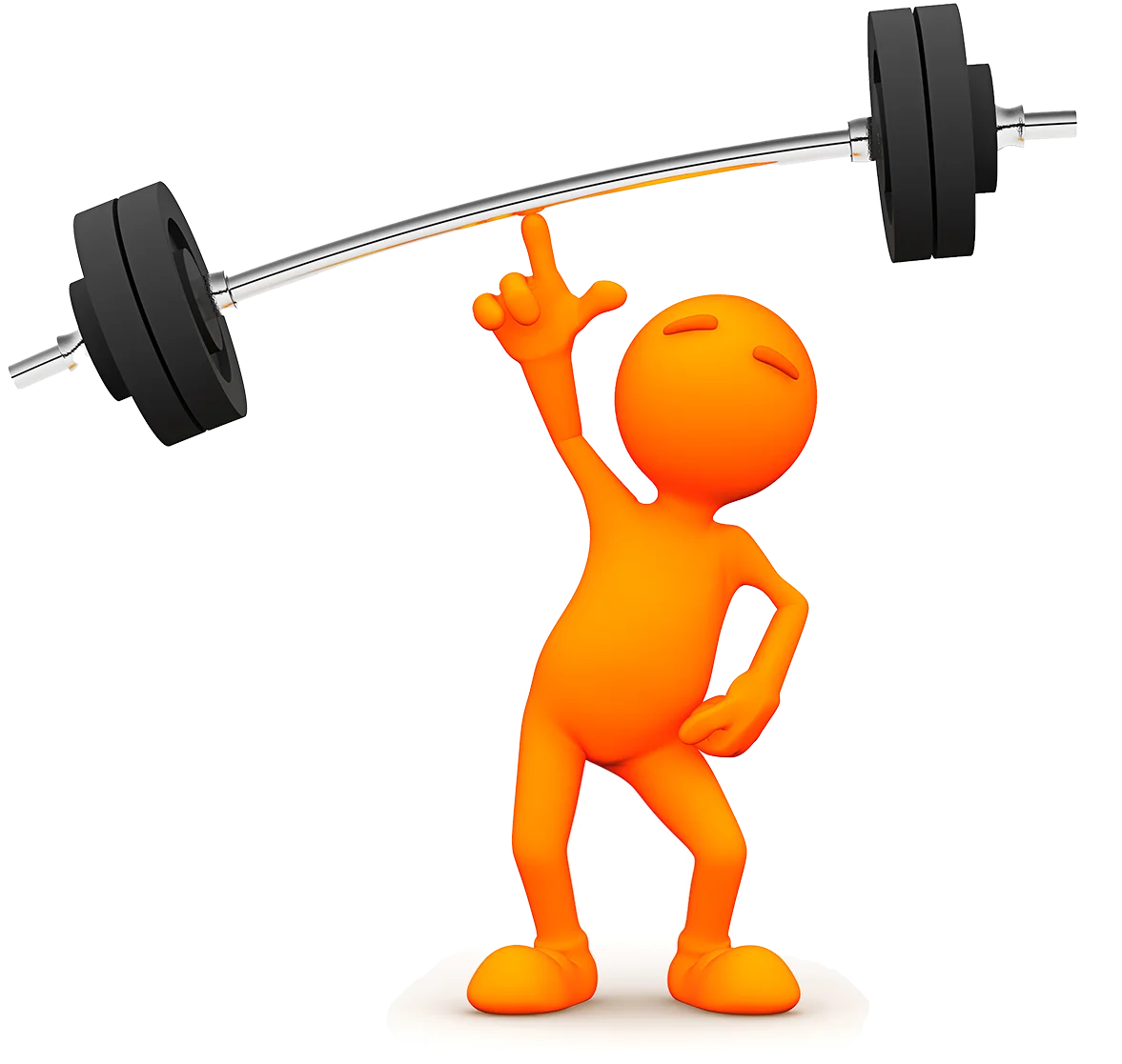 Energetic Orange Stick Figure Lifting Heavy Barbell Clipart Illustration