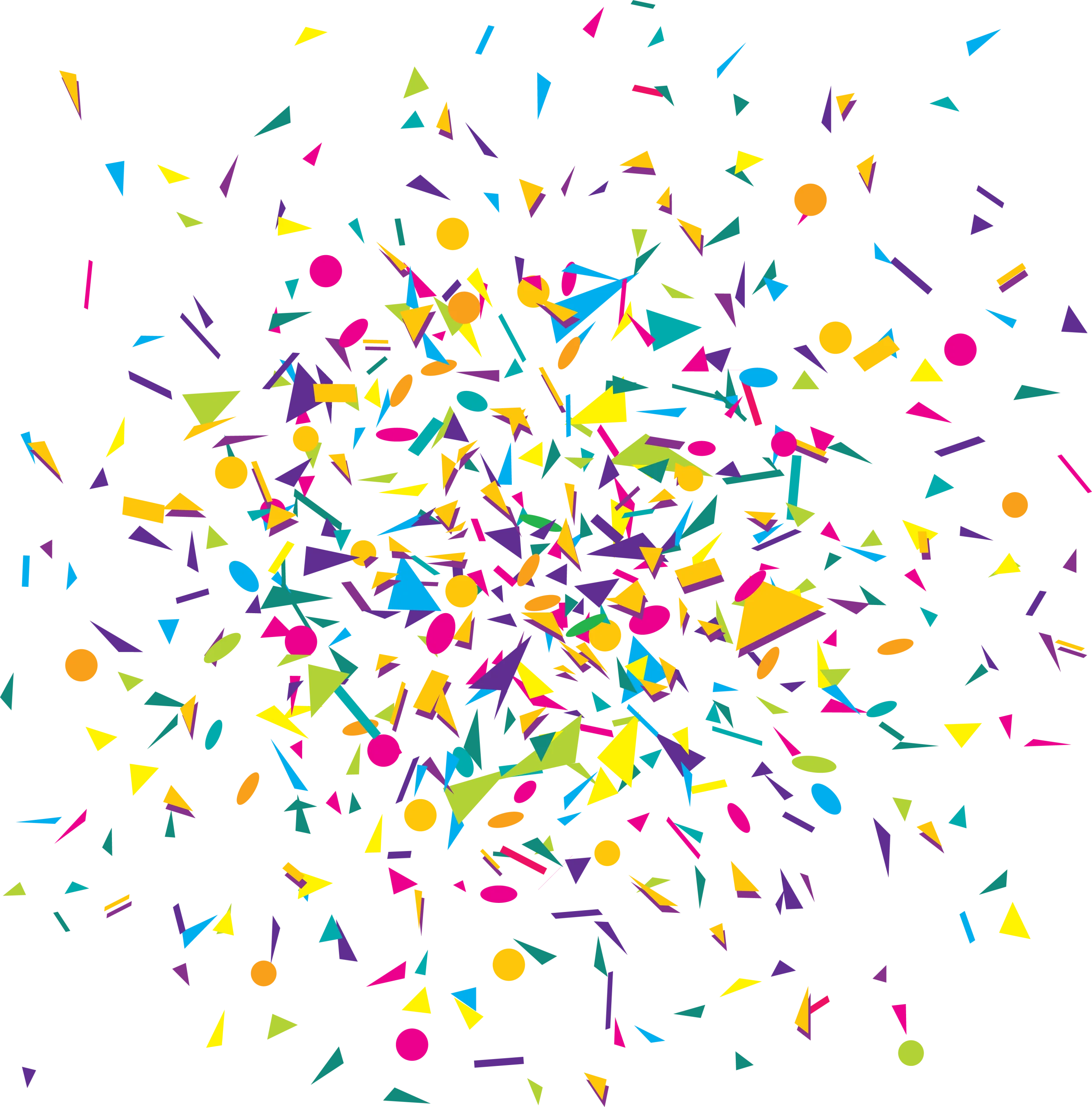 Explosive Celebration Confetti Clipart - Multicolored Paper Shower Burst