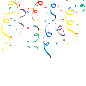 Festive Party Celebration Clipart with Colorful Swirling Streamers and Confetti