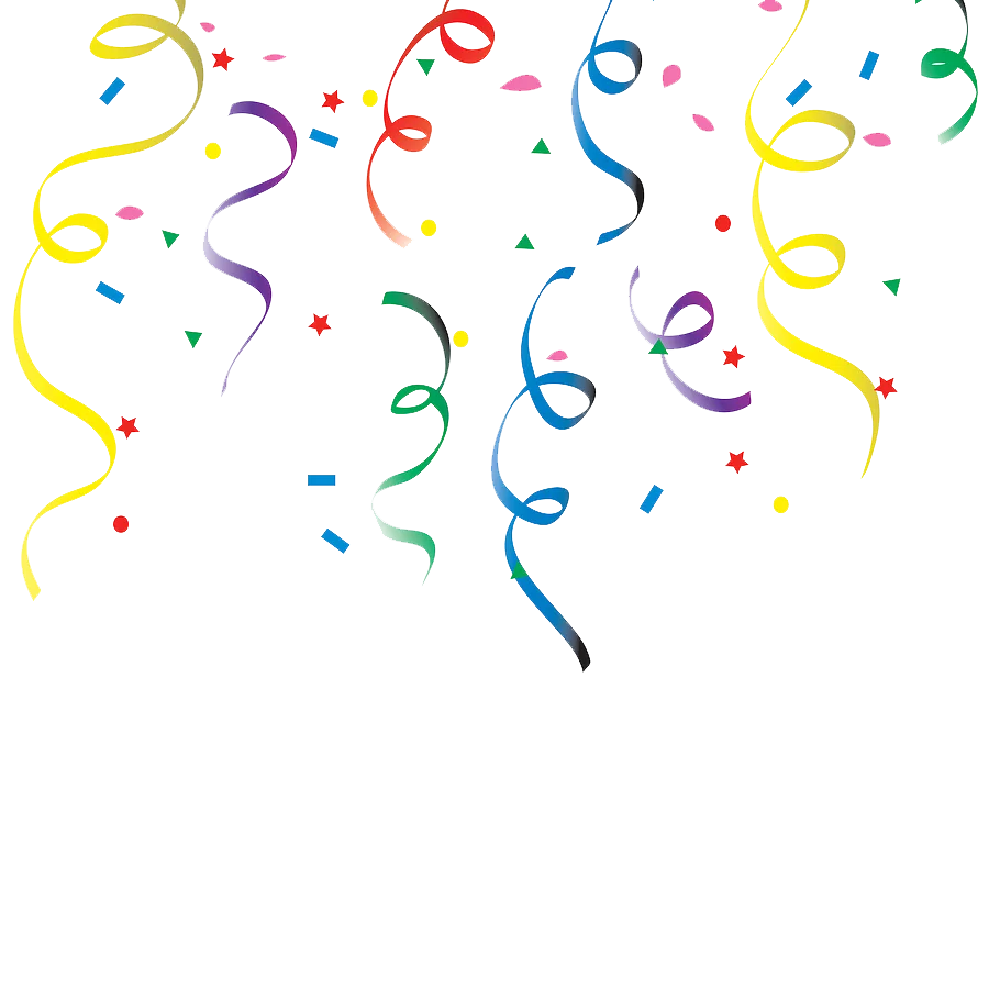 Festive Party Celebration Clipart with Colorful Swirling Streamers and Confetti