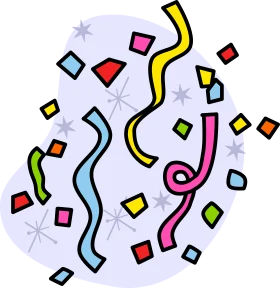 Festive Party Celebration Confetti Clipart with Dynamic Swirling Shapes