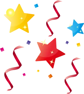 Festive Star-Studded Celebration Clipart with Dynamic Ribbon Streamers