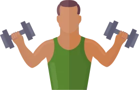 Fitness Enthusiast Lifting Dumbbells - Minimalist Gym Clipart Design