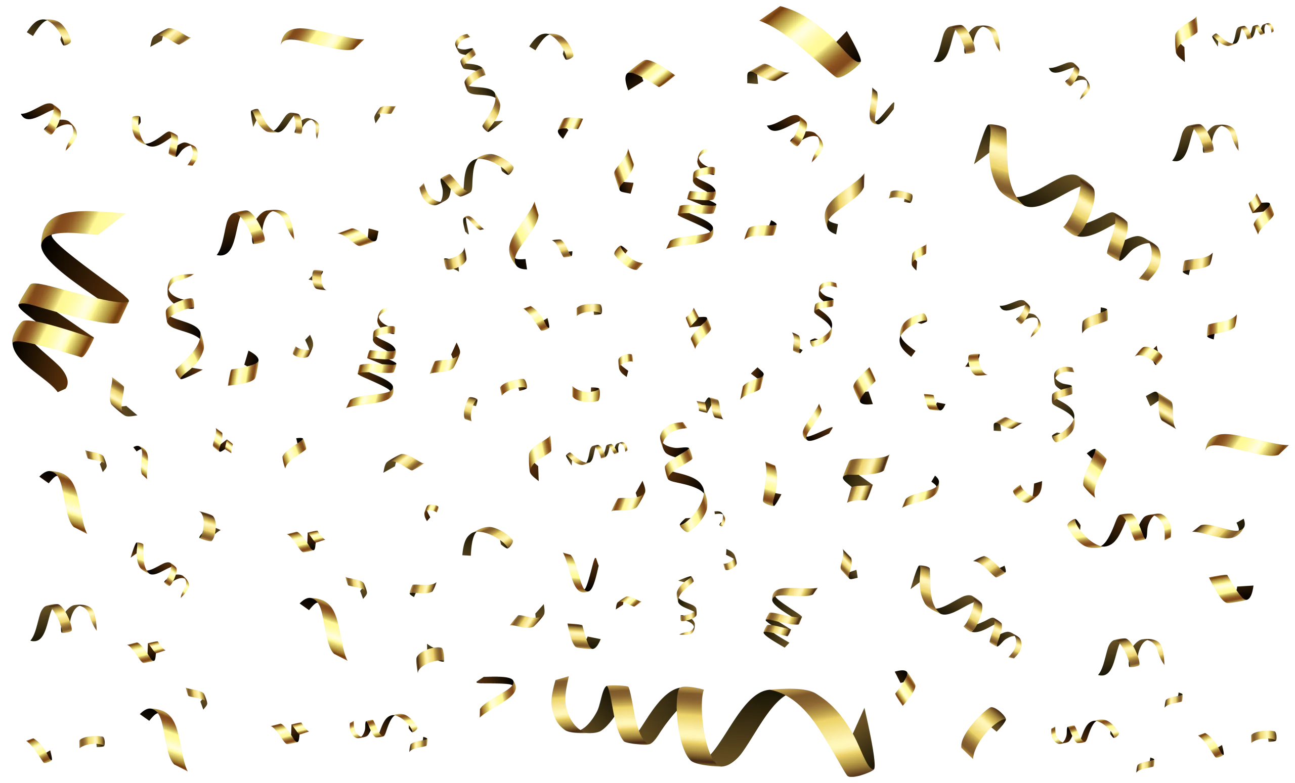 Golden Cascading Celebration Confetti Clipart - Festive Party Decoration Elements