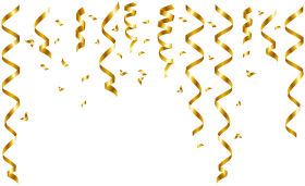 Golden Festive Falling Streamers and Confetti Clipart Celebration Design