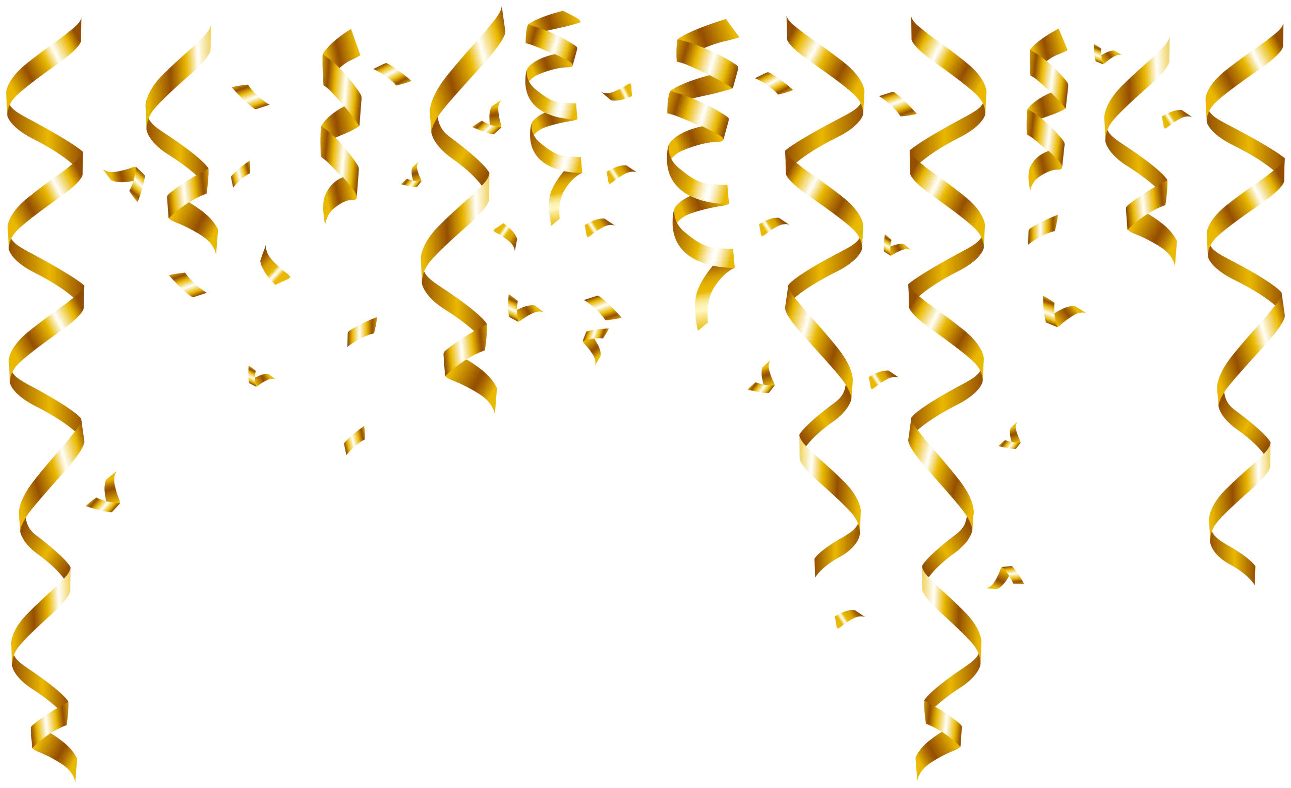Golden Festive Falling Streamers and Confetti Clipart Celebration Design