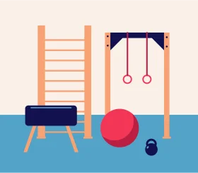Home Fitness Equipment Clipart: Gym Essentials for Personal Training Space