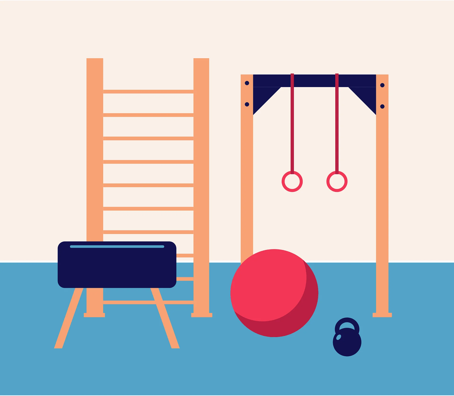 Home Fitness Equipment Clipart: Gym Essentials for Personal Training Space