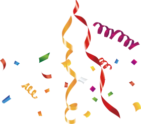 Joyful Celebration Confetti Explosion Clipart - Festive Party Streamers and Falling Colorful Pieces