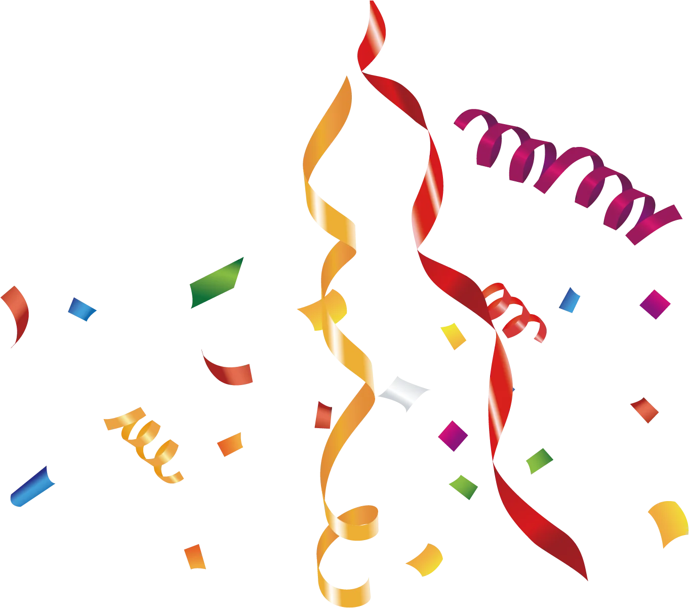 Joyful Celebration Confetti Explosion Clipart - Festive Party Streamers and Falling Colorful Pieces