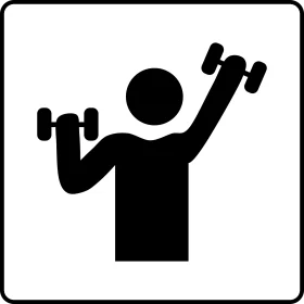 Minimalist Black and White Fitness Clipart Silhouette of Weightlifting Exercise