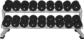 Monochrome Dumbbell Rack Clipart - Professional Fitness Equipment Illustration