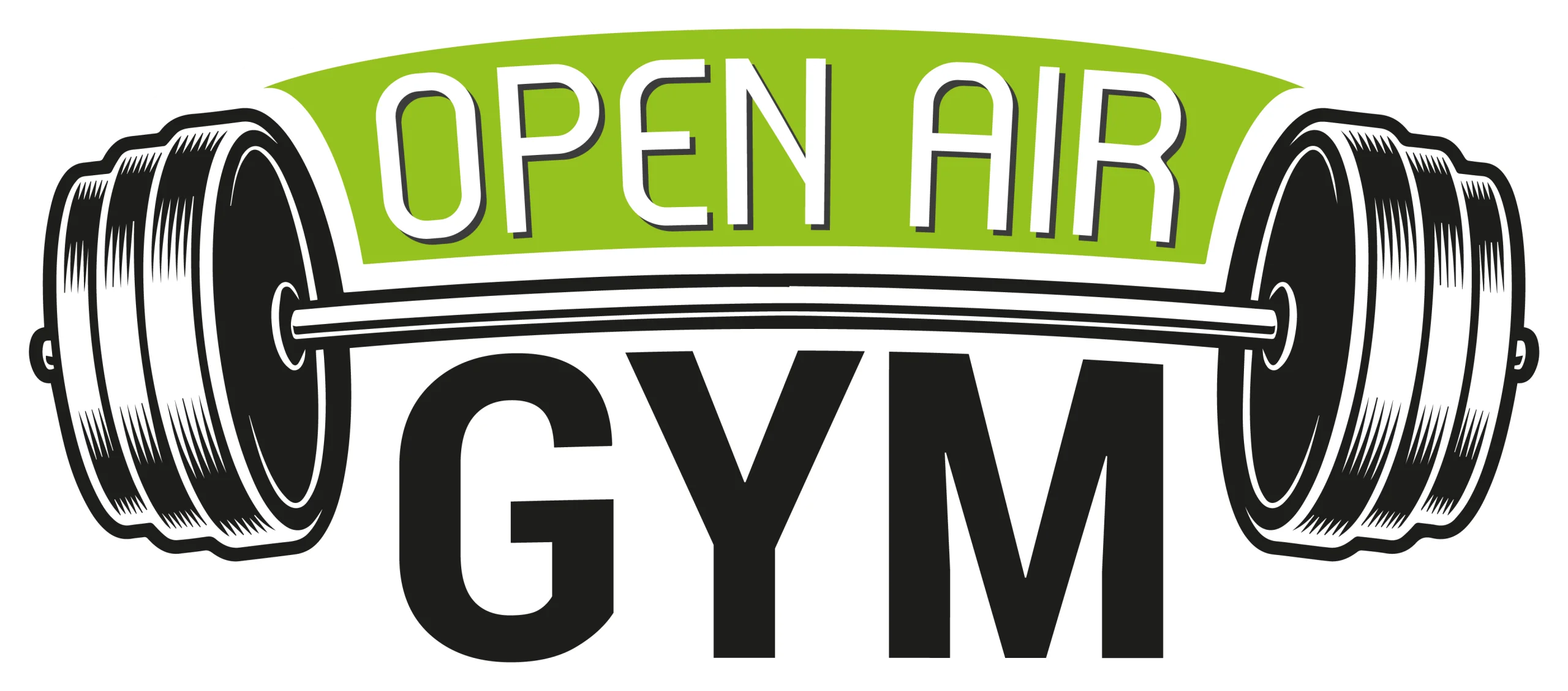 Open Air Gym Fitness Clipart Design with Classic Weightlifting Barbell Logo