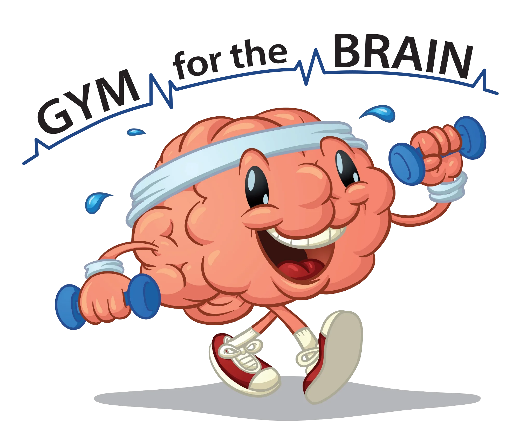 Playful Brain Exercising with Dumbbells - Funny Mental Fitness Clipart Illustration