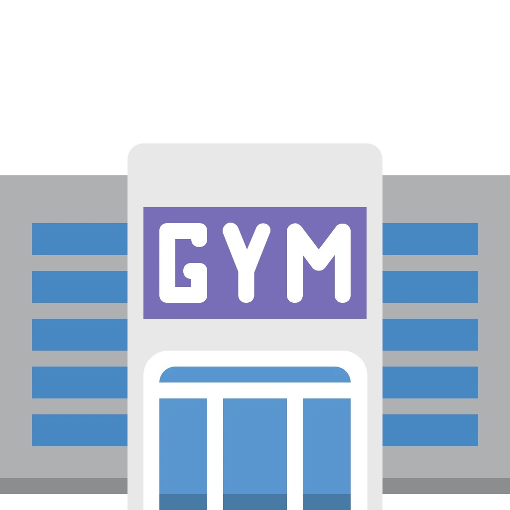 Simple Minimalist Gym Building Exterior Clipart Illustration Design