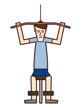 Stylized Fitness Enthusiast Performing Weightlifting Exercise Clipart Illustration