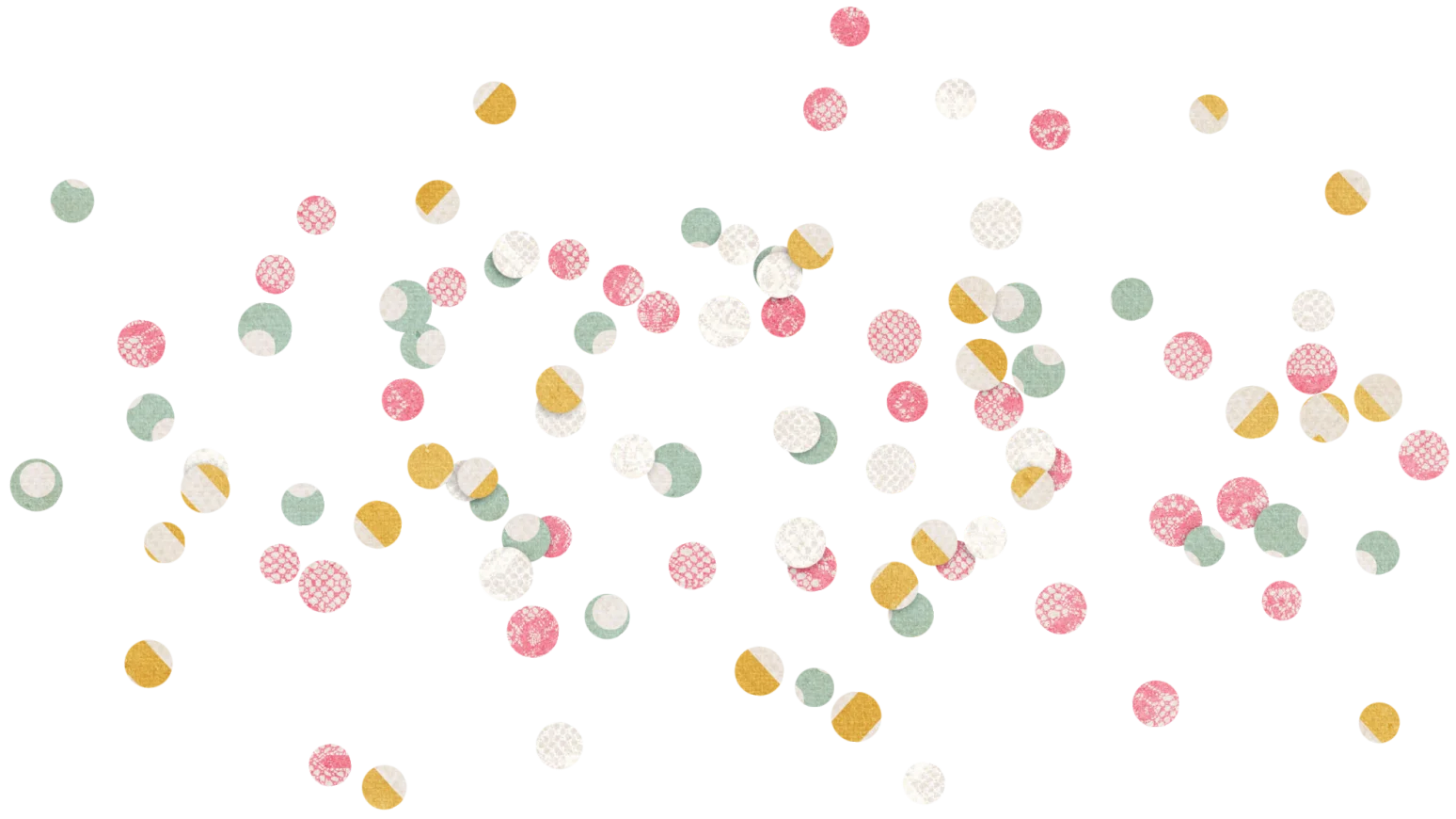 Whimsical Pastel Confetti Clipart Scattered Across Soft White Background