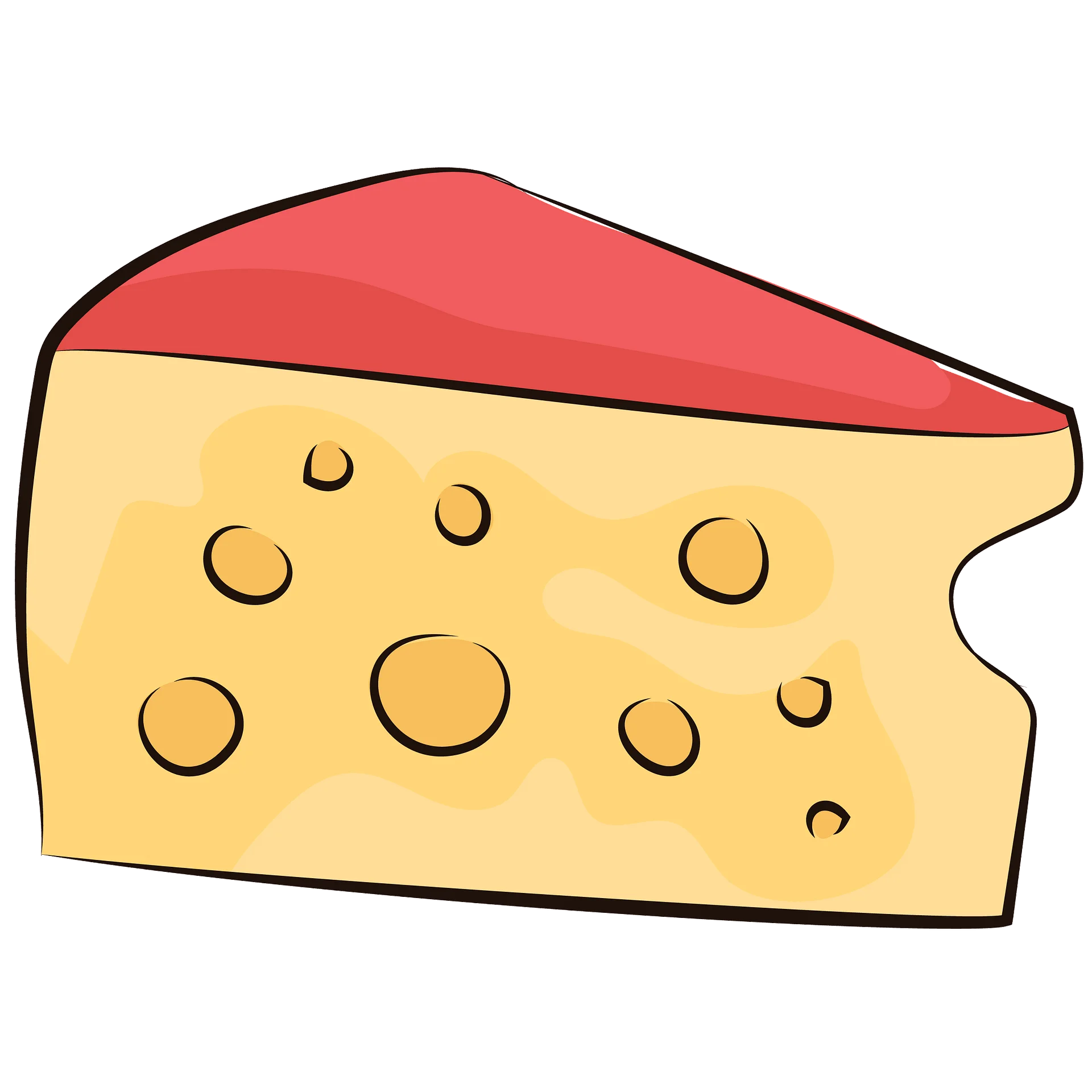 Classic Swiss Cheese Slice Clipart with Playful Holes and Cheerful Red Rind