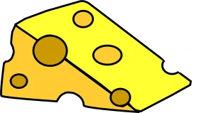 Whimsical Swiss-Style Cheese Clipart with Playful Rounded Holes and Bright Color
