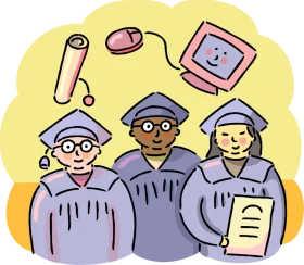 Academic Achievement Celebration Clipart: Diverse Graduates Commemorating Success