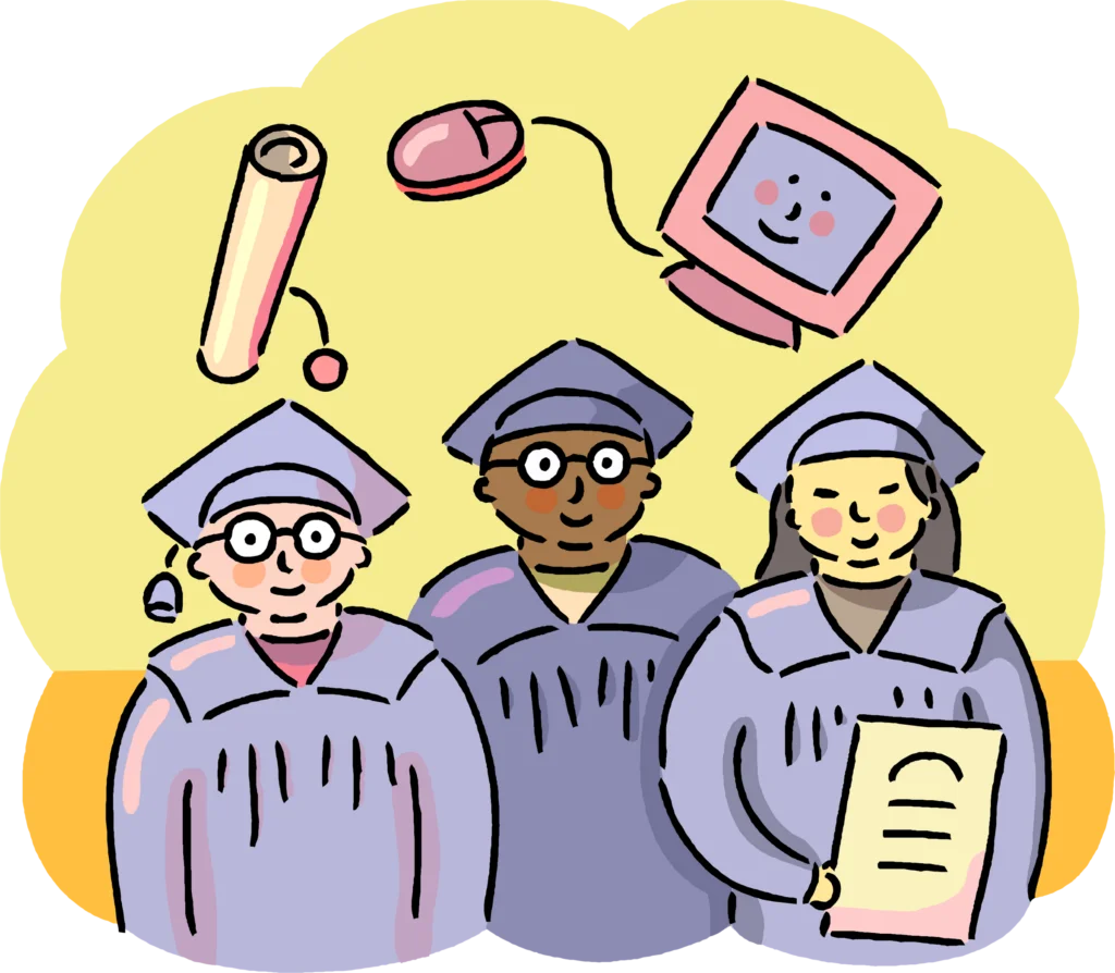 Academic Achievement Celebration Clipart: Diverse Graduates Commemorating Success