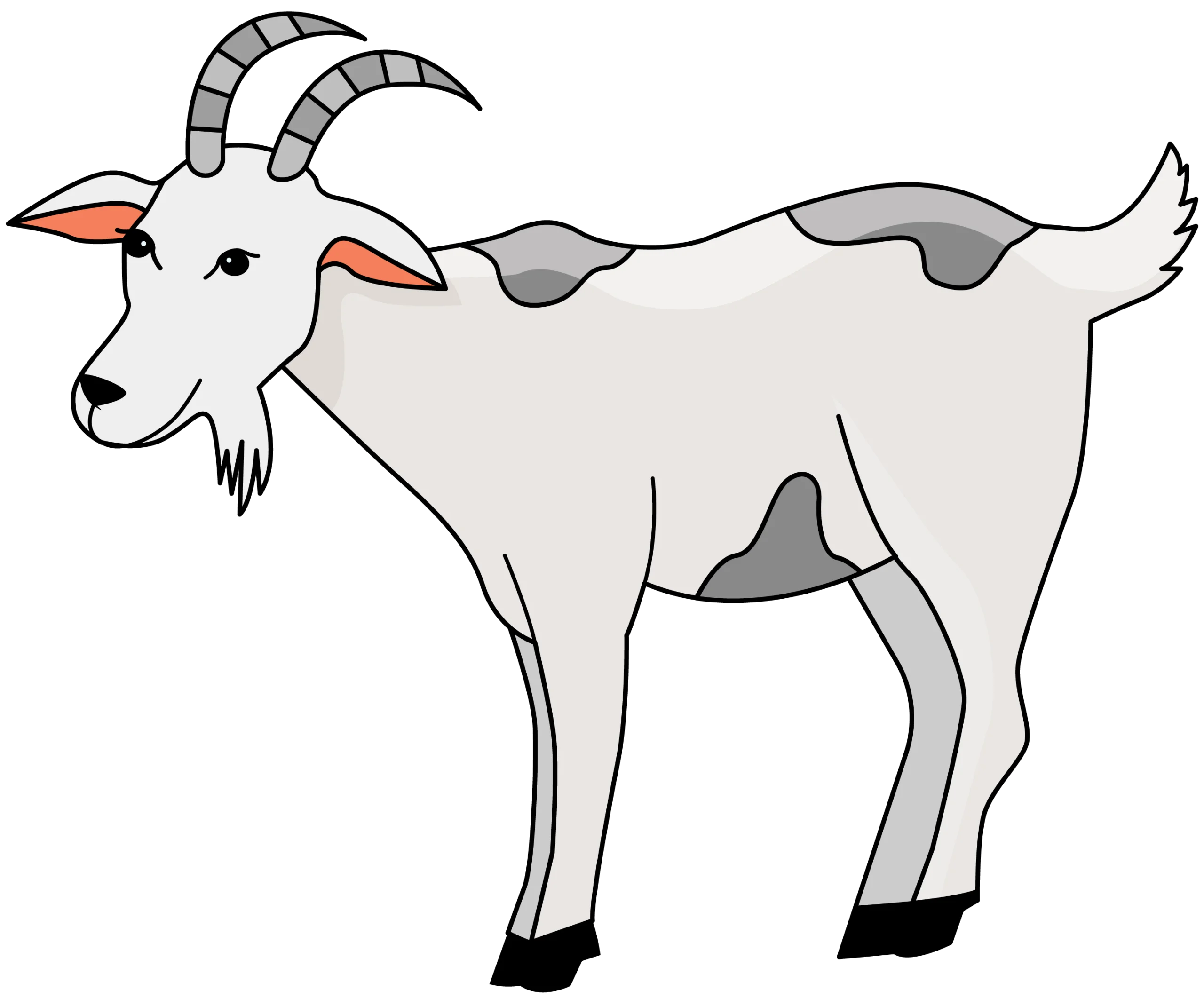 Adorable Hand-Drawn Gray and White Goat Clipart Illustration