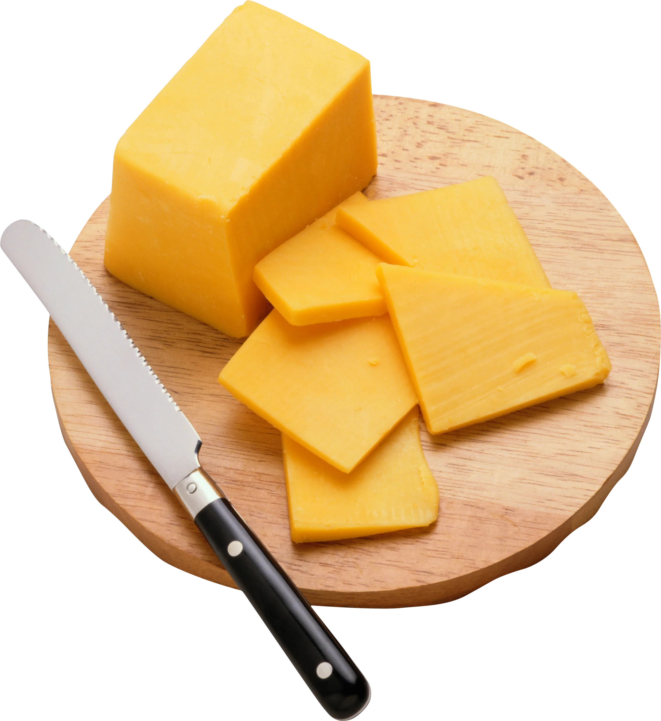 Artisan Cheddar Cheese Clipart with Wooden Cutting Board and Knife