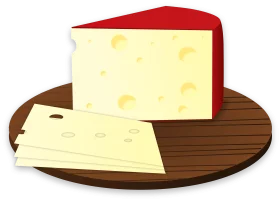 Artisan Cheese Selection Clipart Illustration with Wooden Serving Board