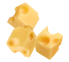 Artisan Swiss-Style Cheese Blocks Clipart with Distinctive Holes and Golden Hue