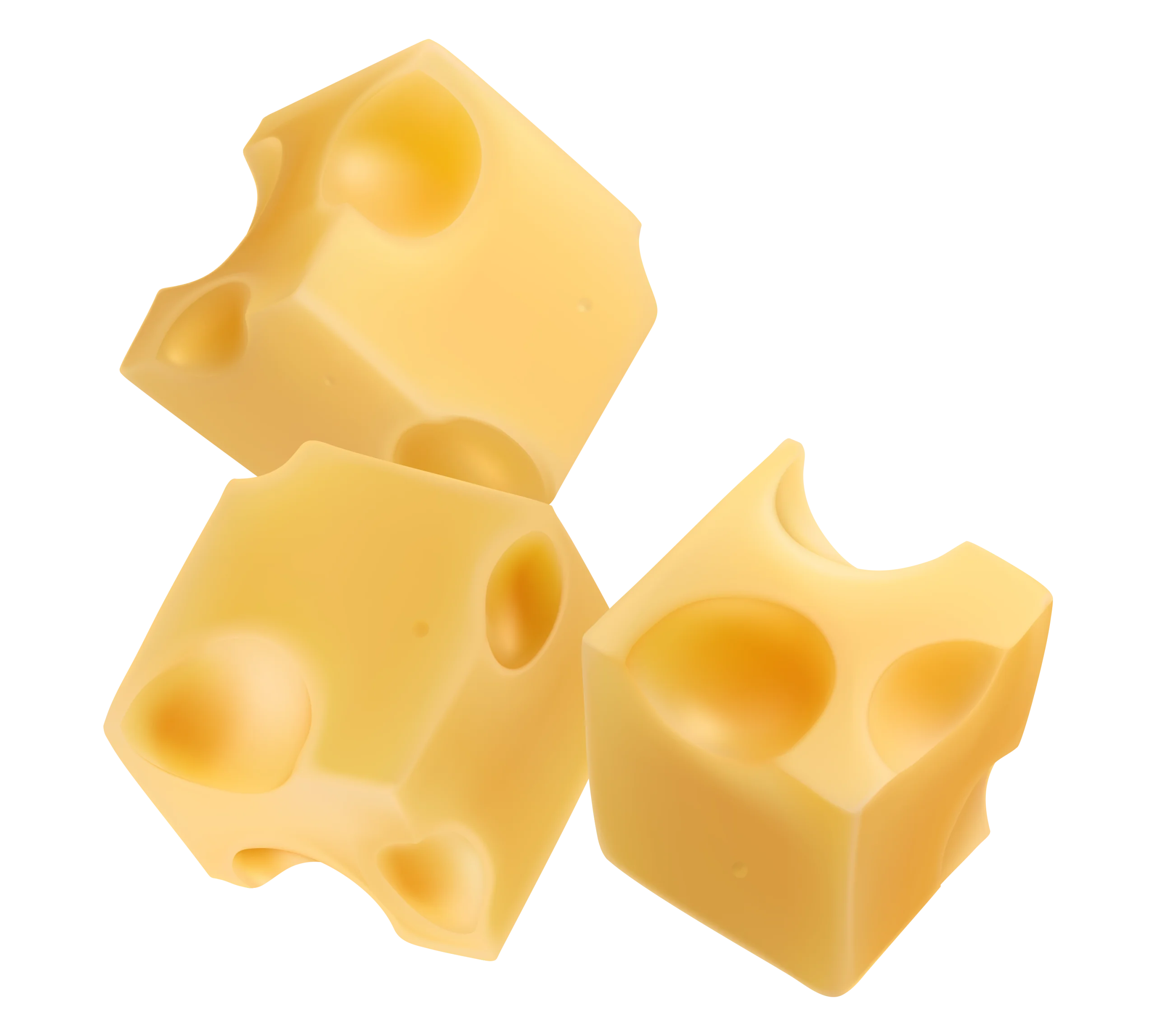Artisan Swiss-Style Cheese Blocks Clipart with Distinctive Holes and Golden Hue