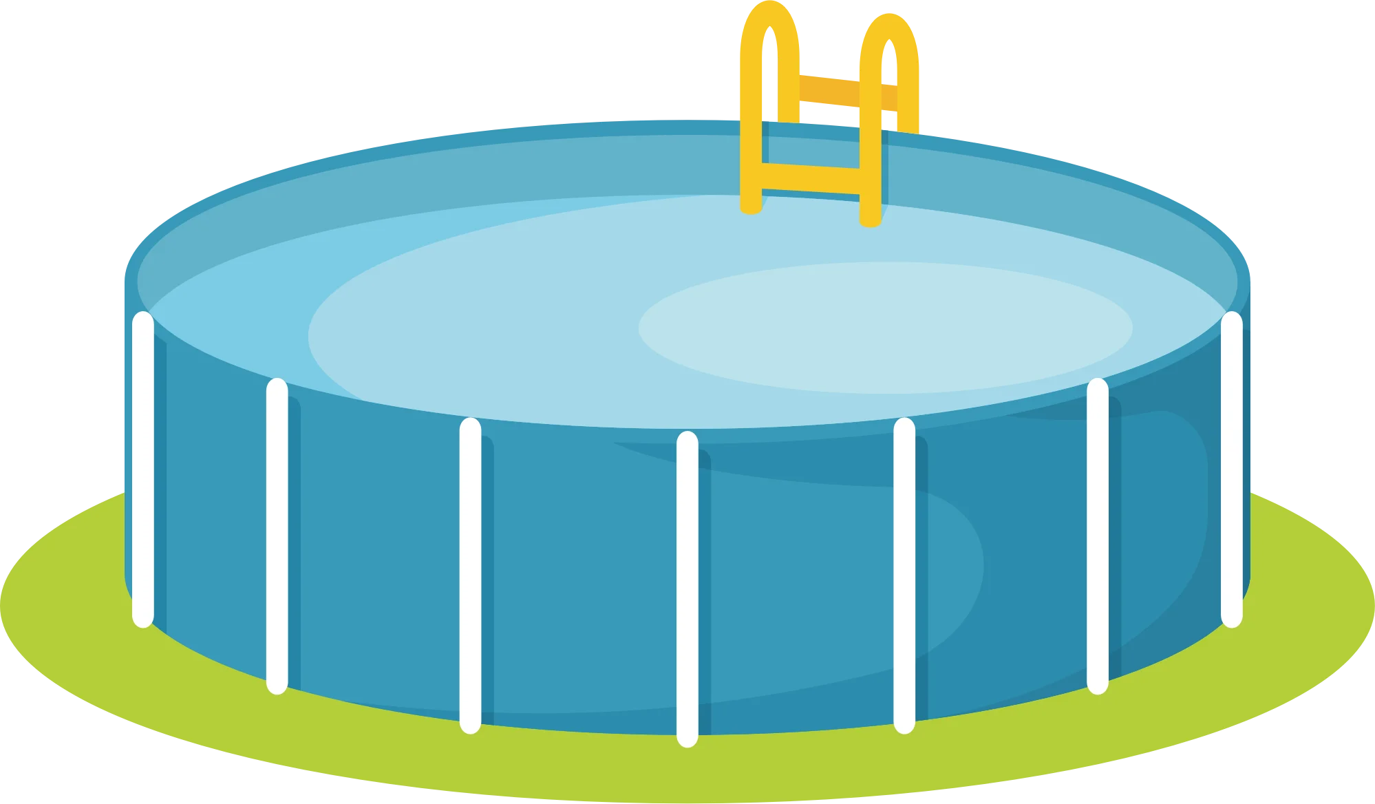 Blue Round Above-Ground Swimming Pool Clipart Design with Yellow Ladder