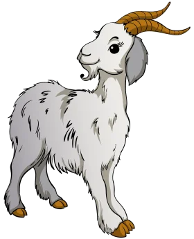 Charming White and Gray Mountain Goat Clipart Illustration with Golden Horns