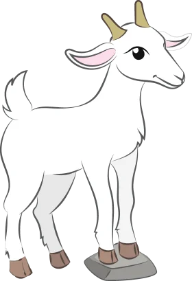 Charming White Goat Standing on Rock Illustration Clipart for Design Projects