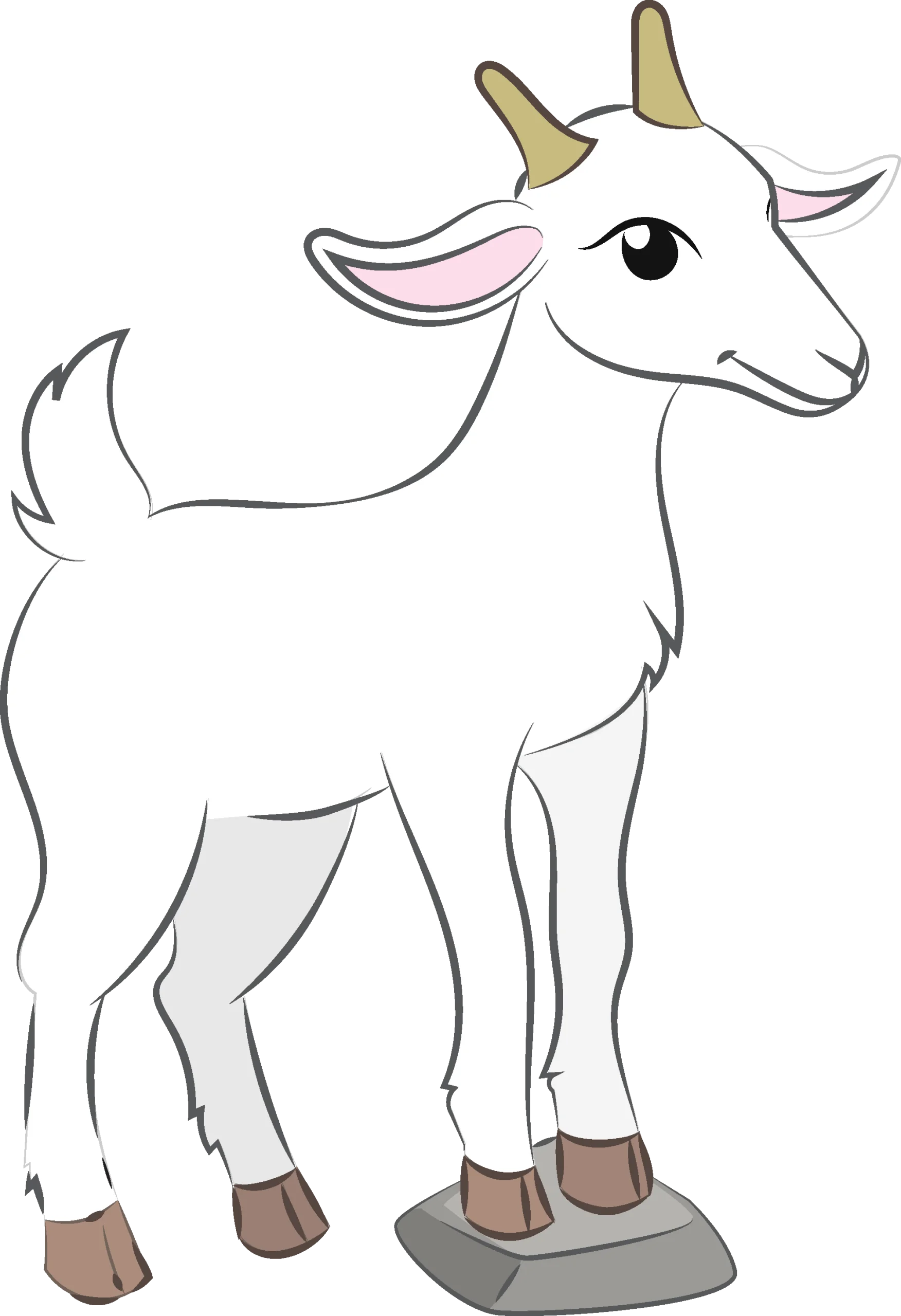 Charming White Goat Standing on Rock Illustration Clipart for Design Projects