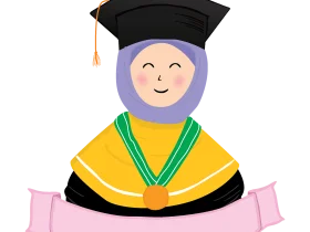 Cheerful Graduation Clipart of a Smiling Graduate in Traditional Academic Attire