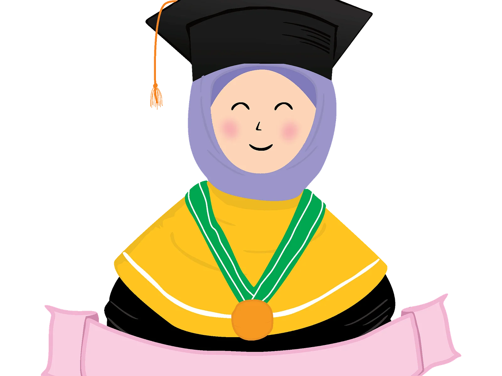 Cheerful Graduation Clipart of a Smiling Graduate in Traditional Academic Attire