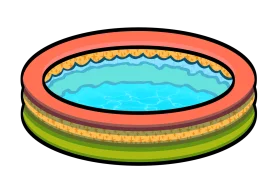 Cheerful Inflatable Summer Swimming Pool Cartoon Clipart Design