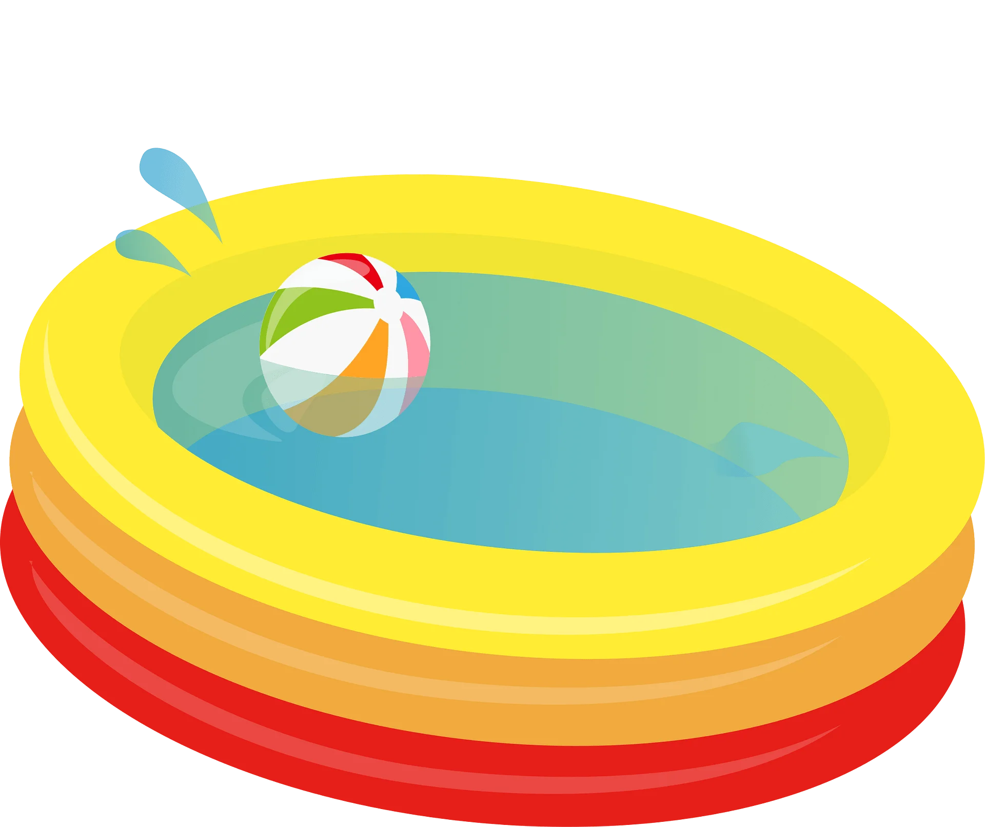 Cheerful Inflatable Swimming Pool with Beach Ball Clipart Design