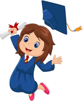 Cheerful Young Graduate Celebrating Academic Achievement Cartoon Clipart