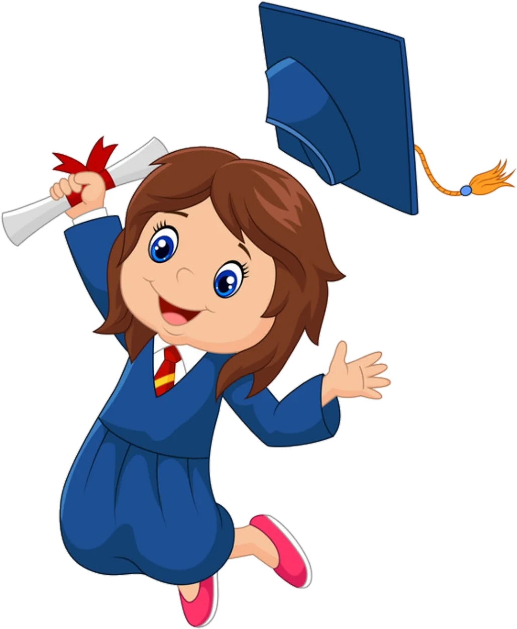 Cheerful Young Graduate Celebrating Academic Achievement Cartoon Clipart