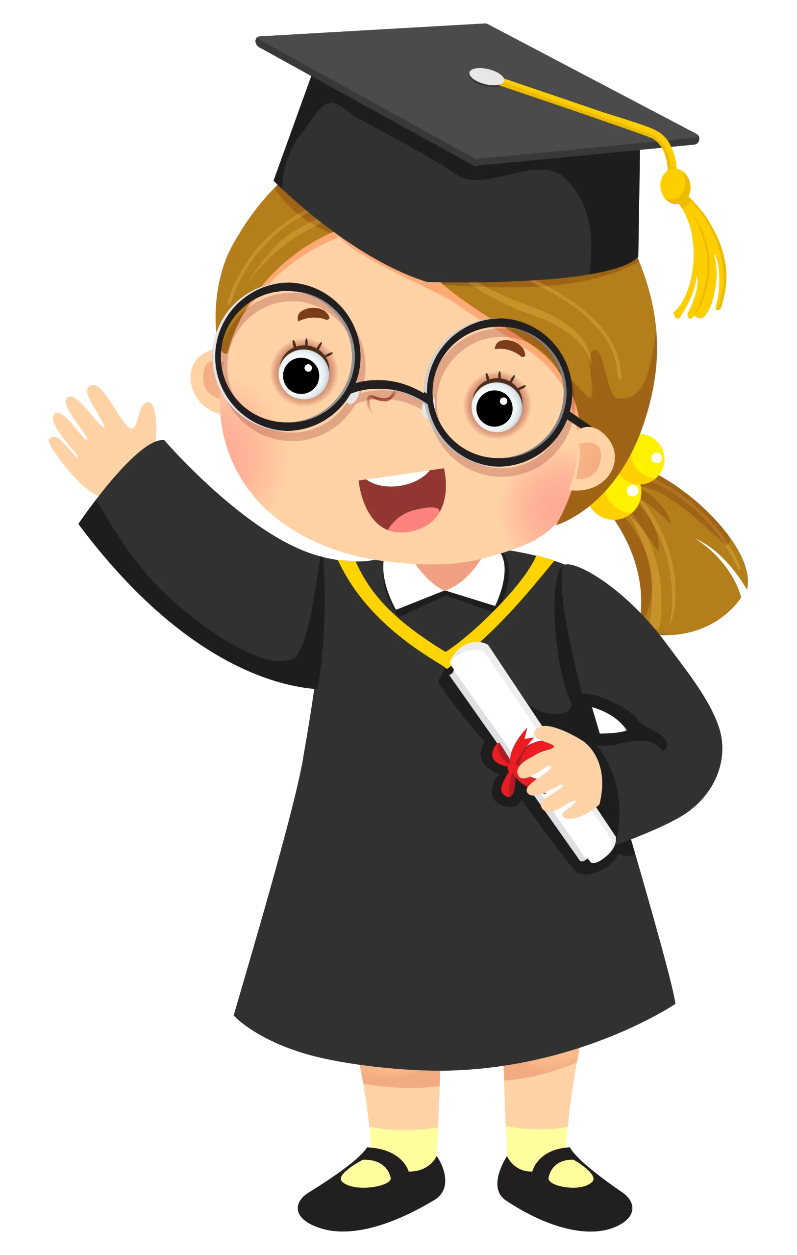 Cheerful Young Graduate Clipart: Celebrating Academic Achievement with Adorable Cartoon Style
