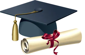 Classic Academic Achievement Graduation Cap and Diploma Clipart Illustration