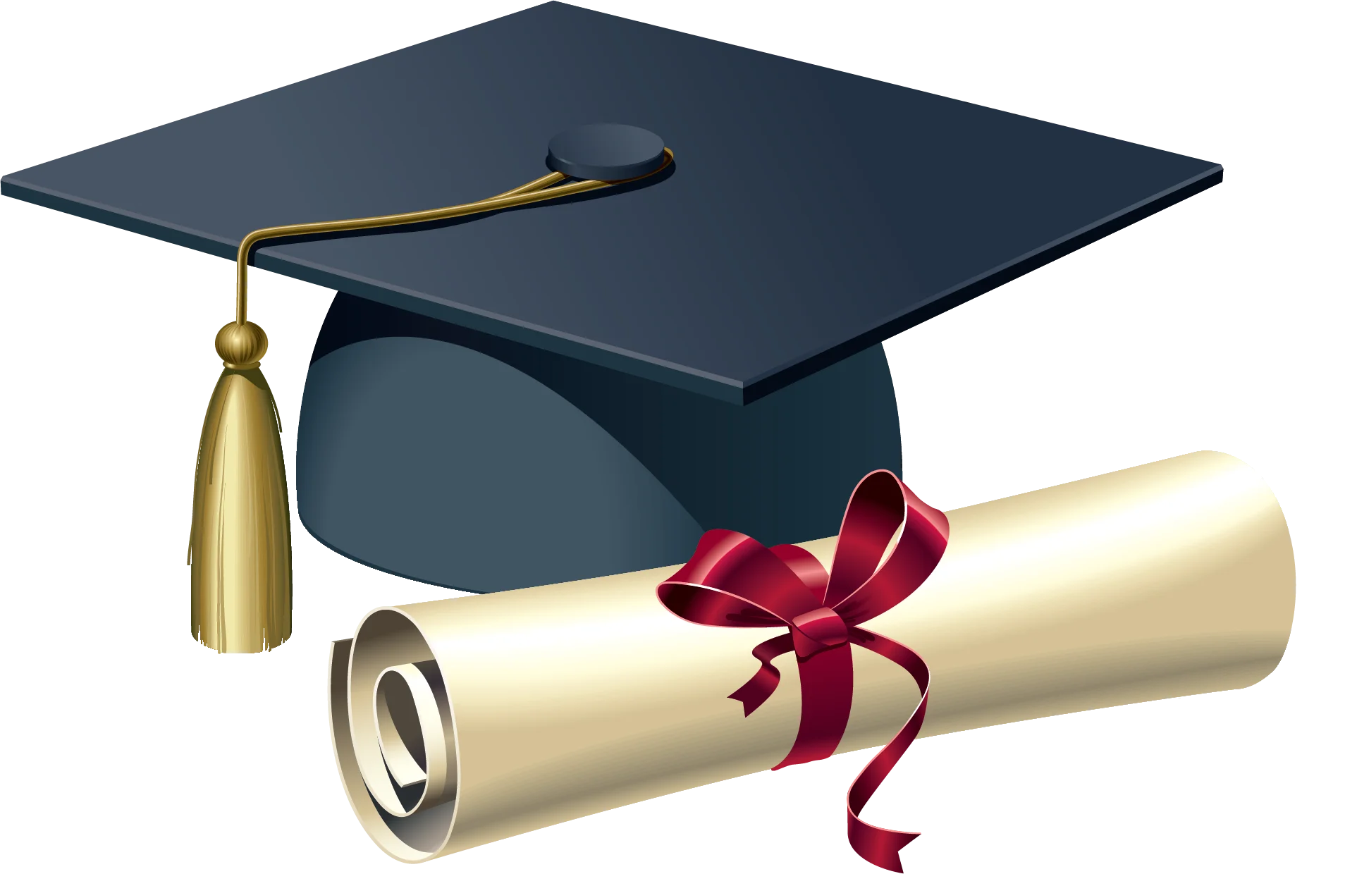 Classic Academic Achievement Graduation Cap and Diploma Clipart Illustration