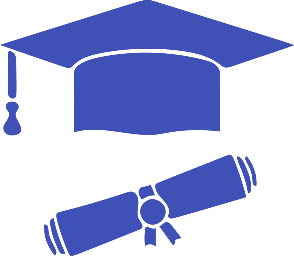 Classic Blue Graduation Cap and Diploma Clipart Symbolizing Academic Achievement
