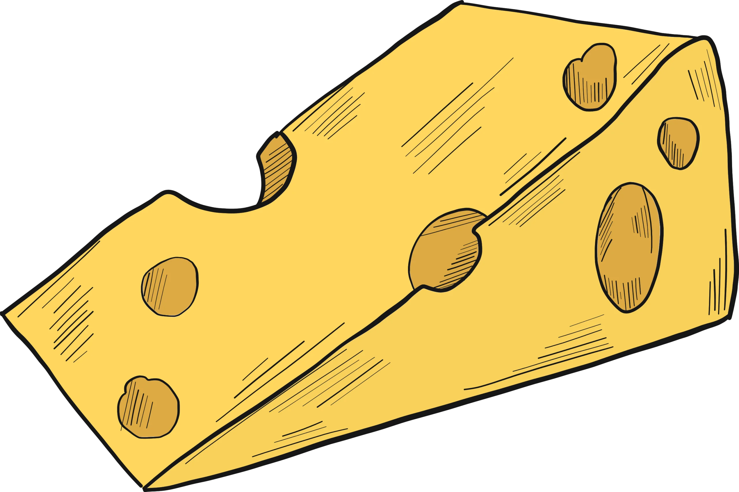 Classic Swiss Cheese Slice Clipart with Playful Hole-Studded Texture